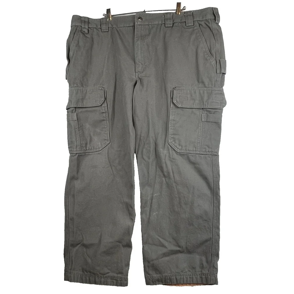 Duluth Trading Heavy Canvas Cargo Pants Mens 46x30 Gray Relaxed Fit Work -- 2